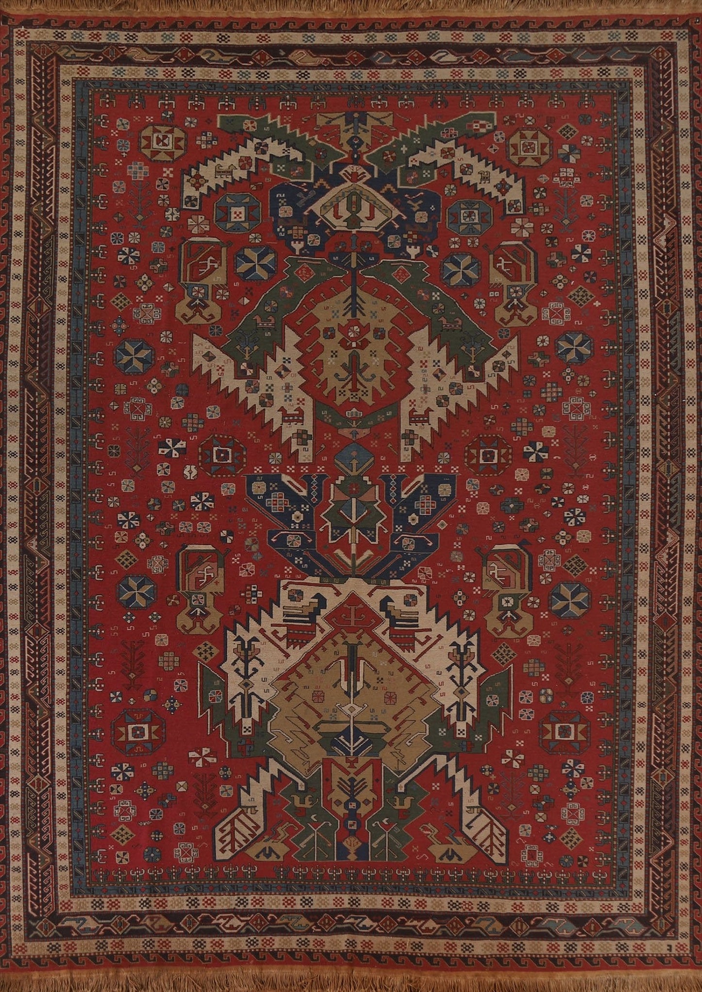 Geometric Rose Sumak Oriental Area Rug 8x10