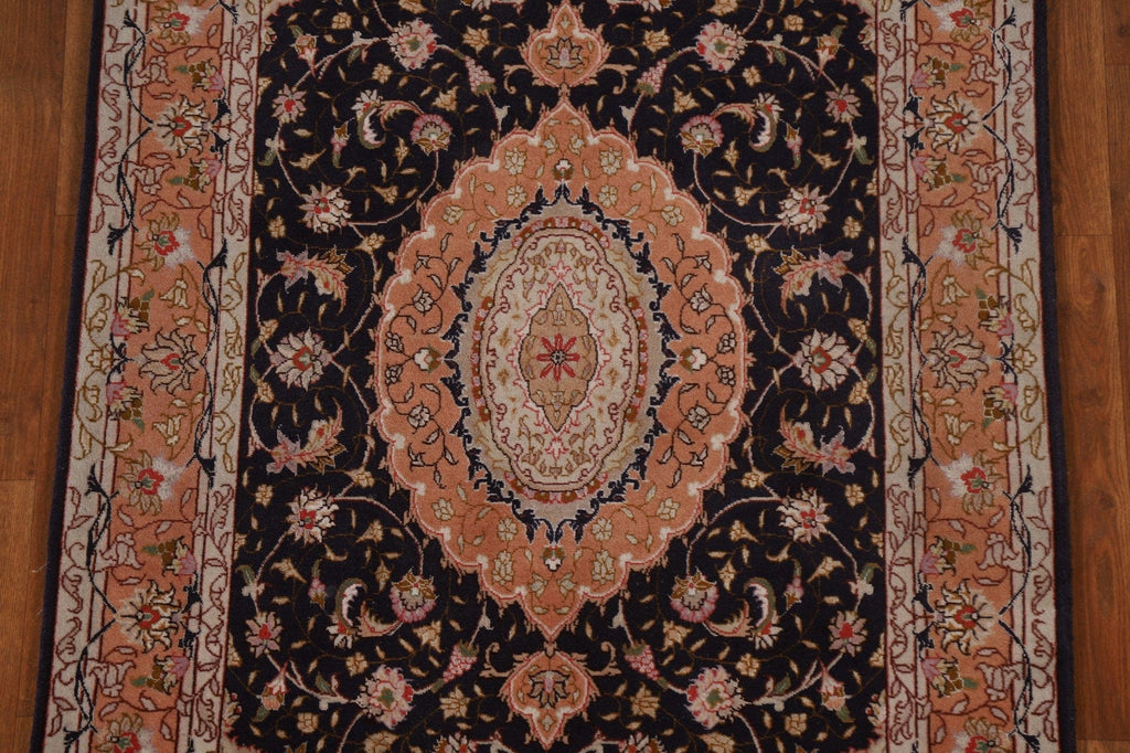 Navy Blue Floral Tabriz Persian Area Rug 3x5