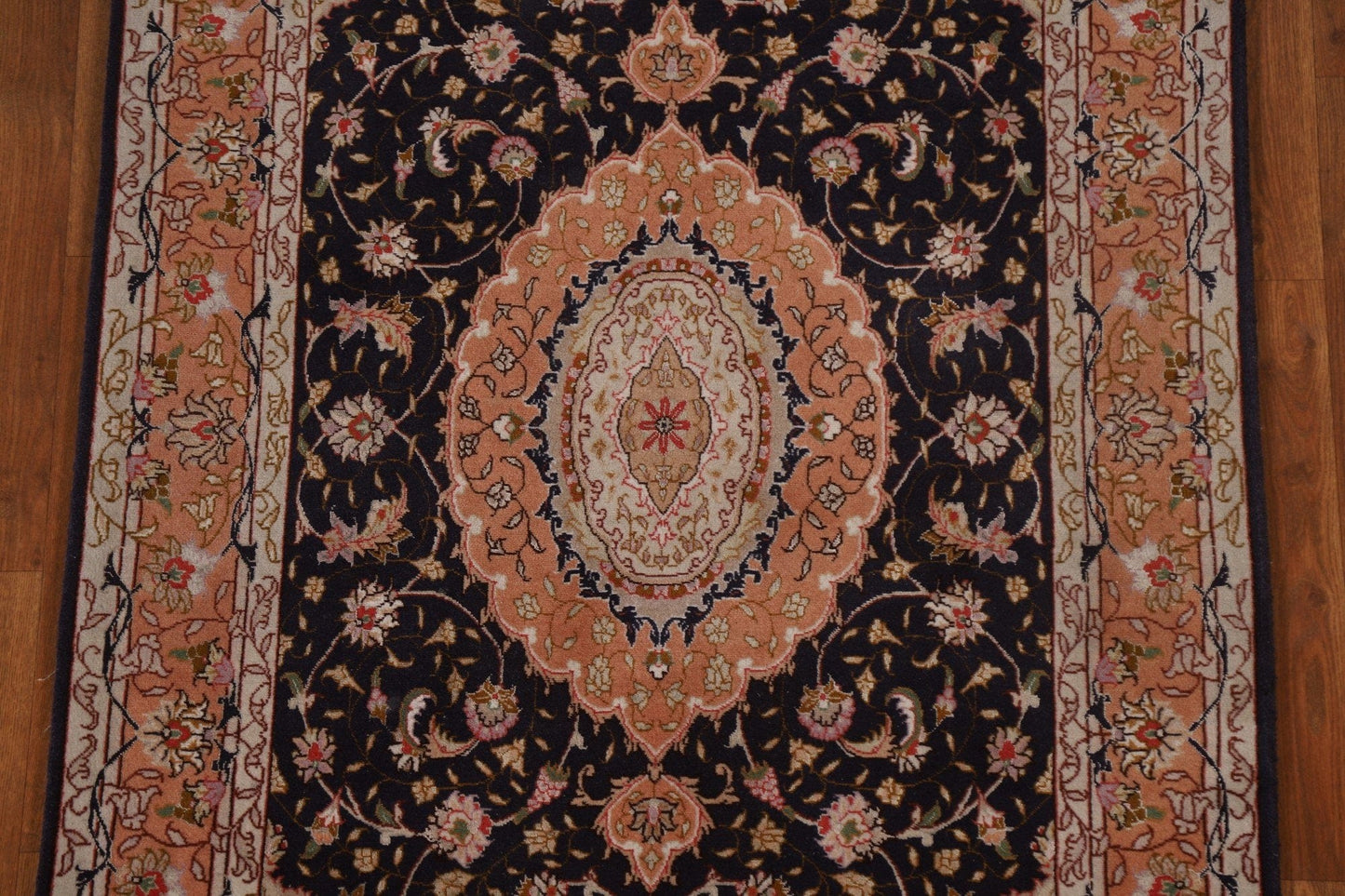 Navy Blue Floral Tabriz Persian Area Rug 3x5