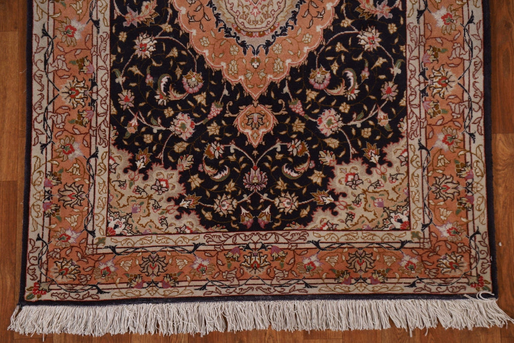 Navy Blue Floral Tabriz Persian Area Rug 3x5