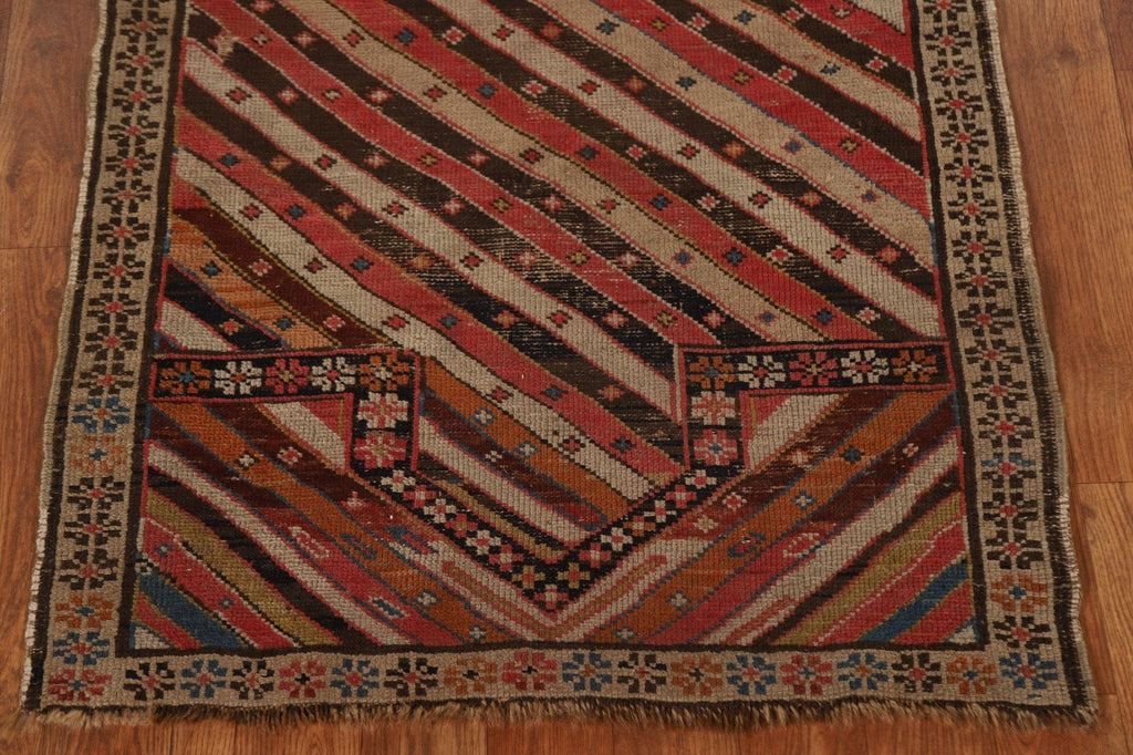 Pre-1900 Antique Vegetable Dye Kazak Oriental Rug 2x4