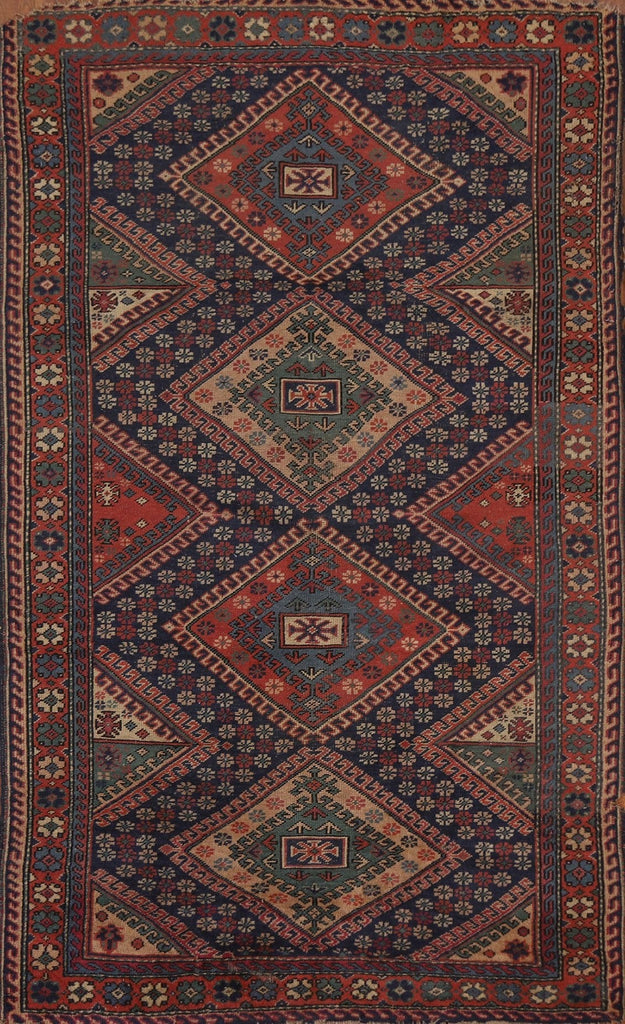 Pre-1900 Antique Kazak Turkish Area Rug 4x7