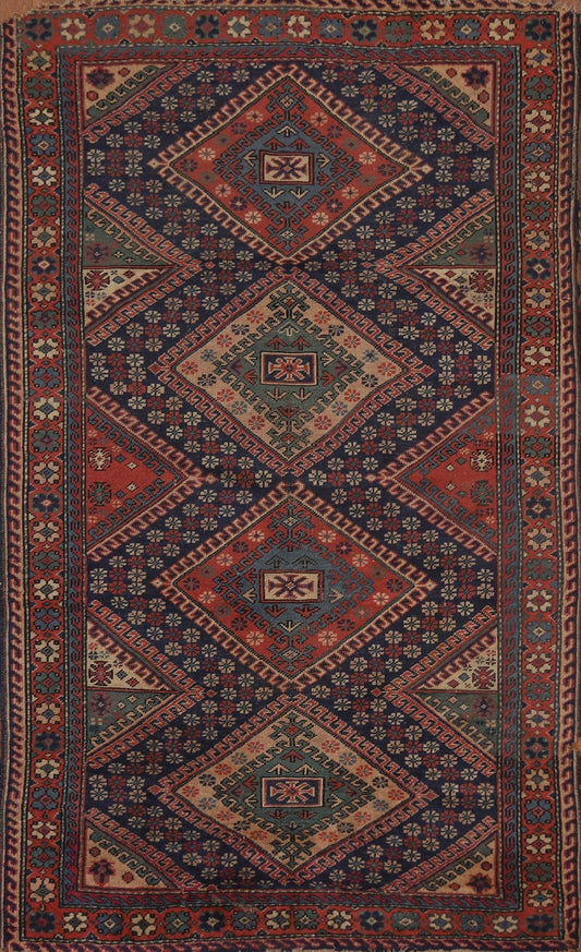 Pre-1900 Antique Kazak Turkish Area Rug 4x7