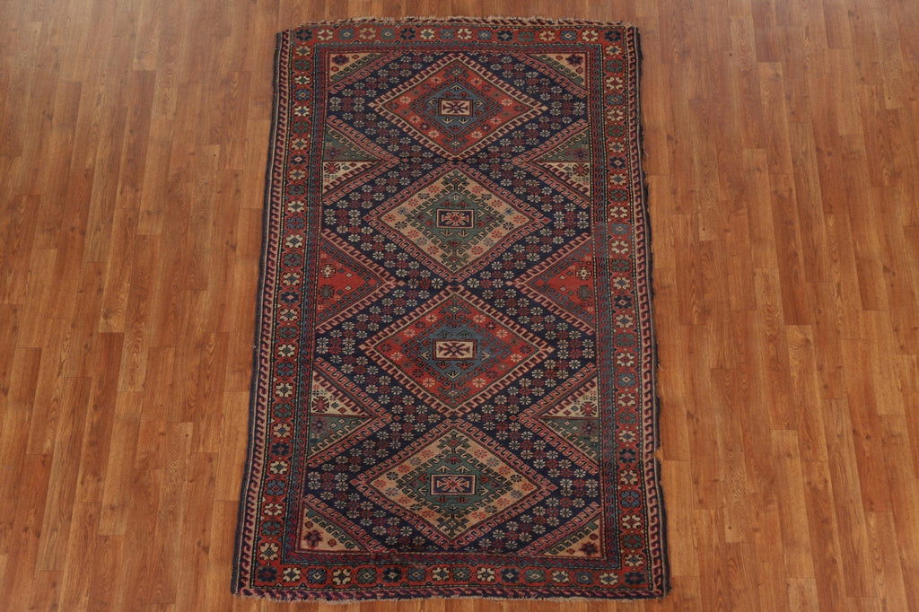 Pre-1900 Antique Kazak Turkish Area Rug 4x7