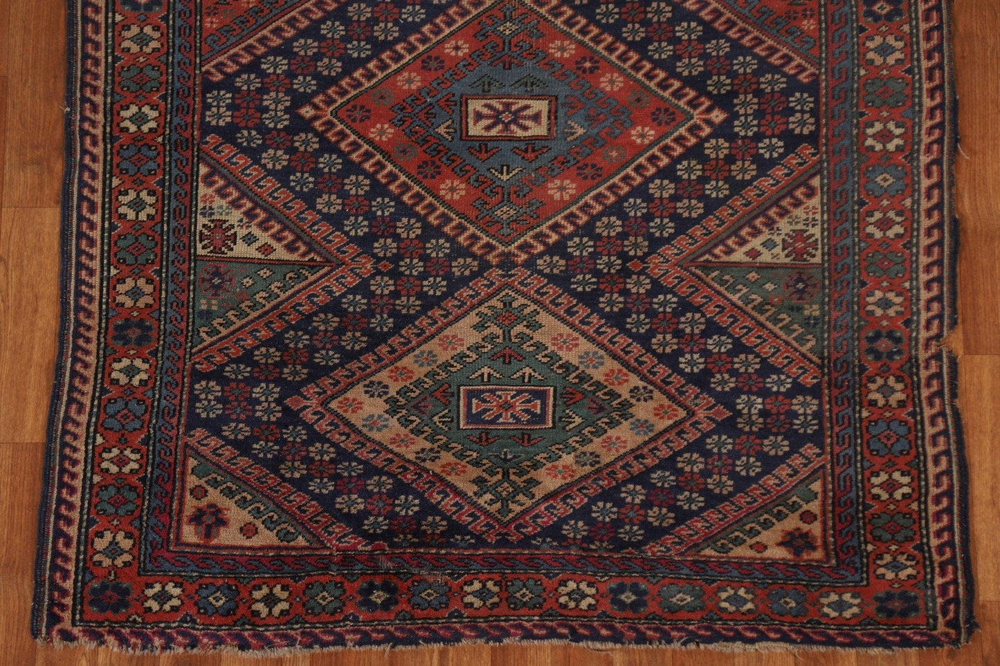 Pre-1900 Antique Kazak Turkish Area Rug 4x7