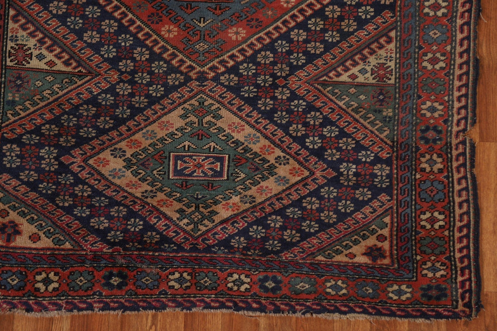 Pre-1900 Antique Kazak Turkish Area Rug 4x7