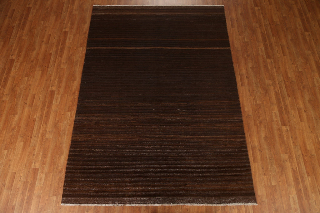 Dark Brown Gabbeh Kashkoli Wool Area Rug 7x9