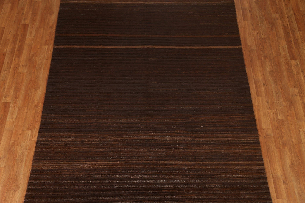 Dark Brown Gabbeh Kashkoli Wool Area Rug 7x9