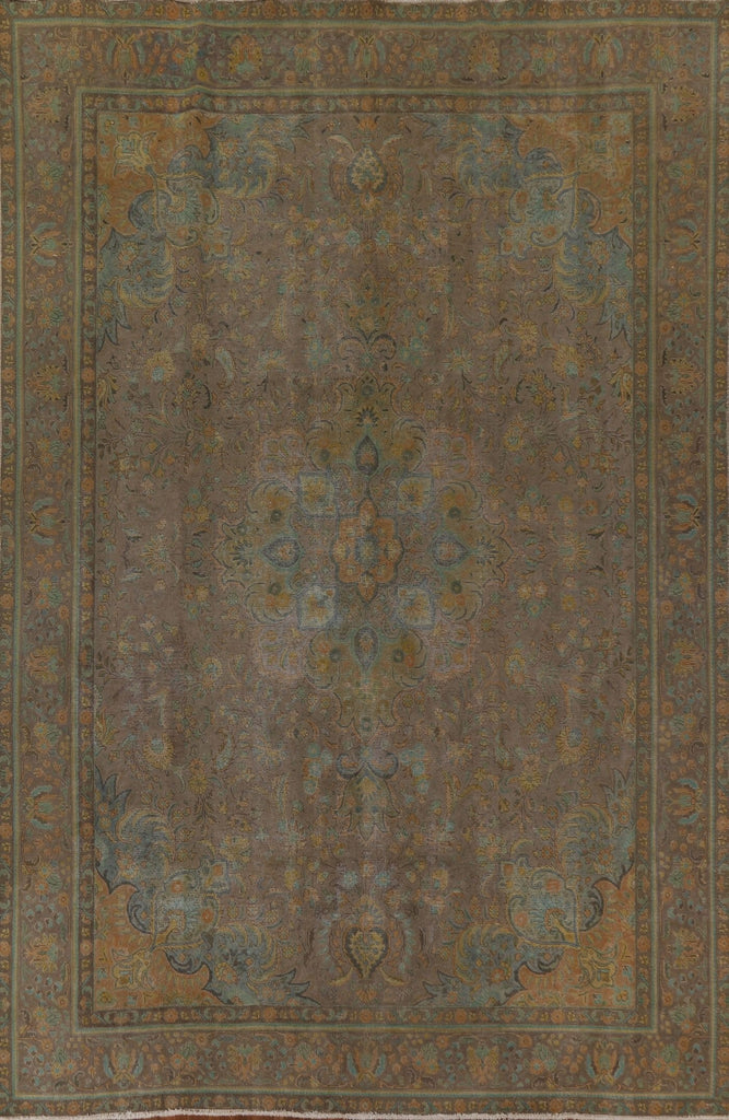 Over-Dyed Distressed Tabriz Persian Area Rug 9x13