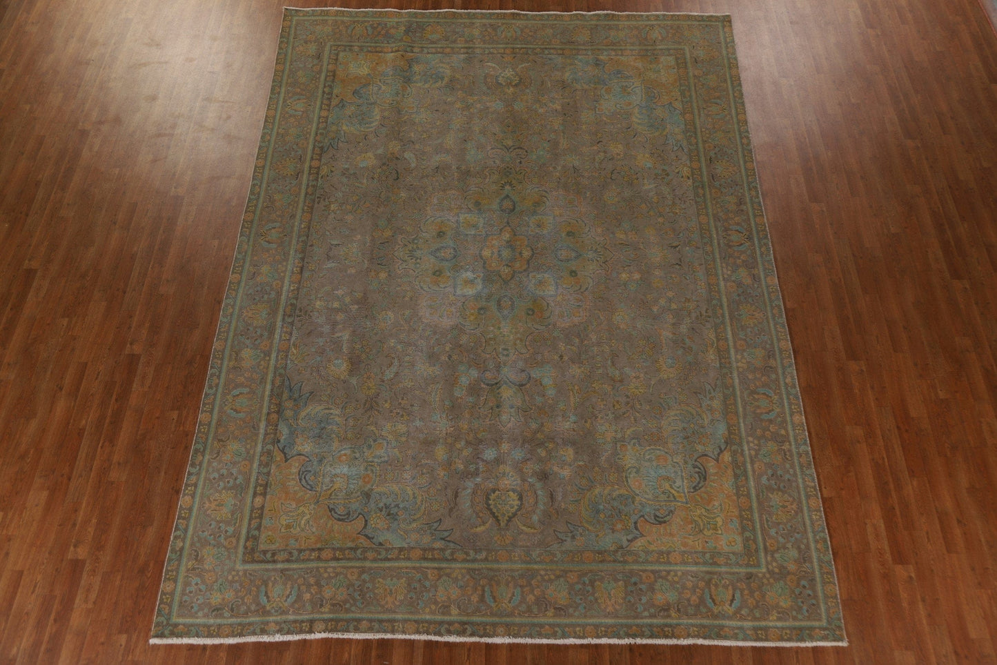 Over-Dyed Distressed Tabriz Persian Area Rug 9x13