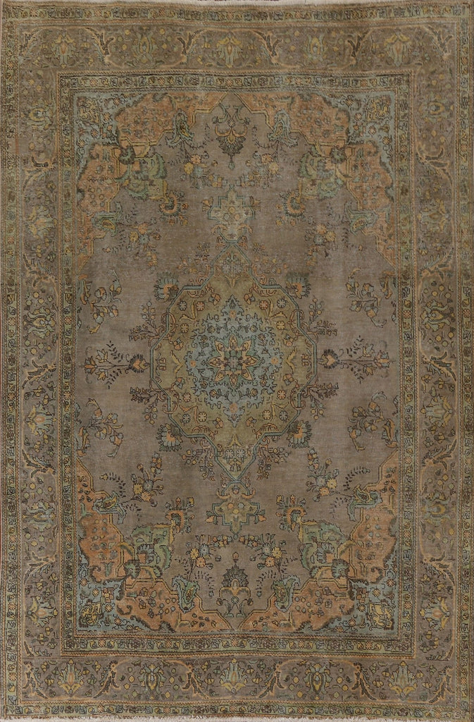 Over-Dyed Distressed Tabriz Persian Area Rug 8x11