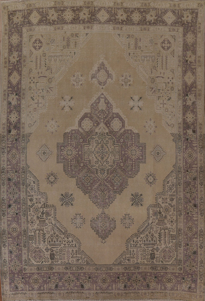 Distressed Wool Tabriz Persian Area Rug 10x12