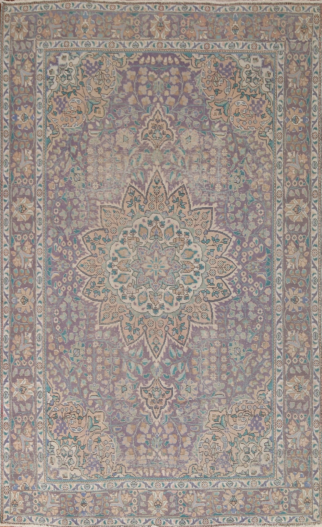 Vintage Blue Tabriz Persian Area Rug 7x10