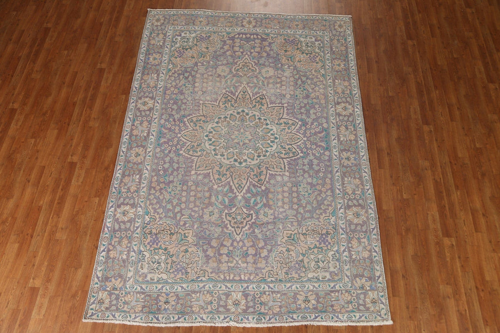 Vintage Blue Tabriz Persian Area Rug 7x10