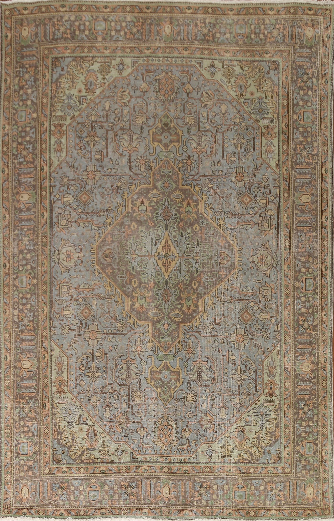 Distressed Over-Dyed Tabriz Persian Area Rug 8x11