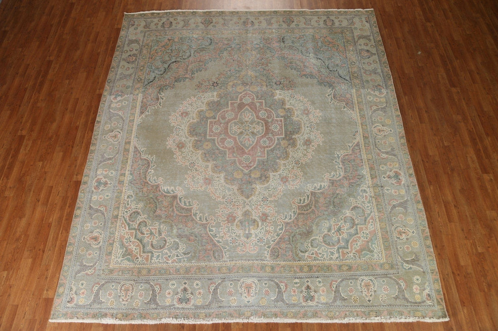 Distressed Over-Dyed Tabriz Persian Area Rug 10x11