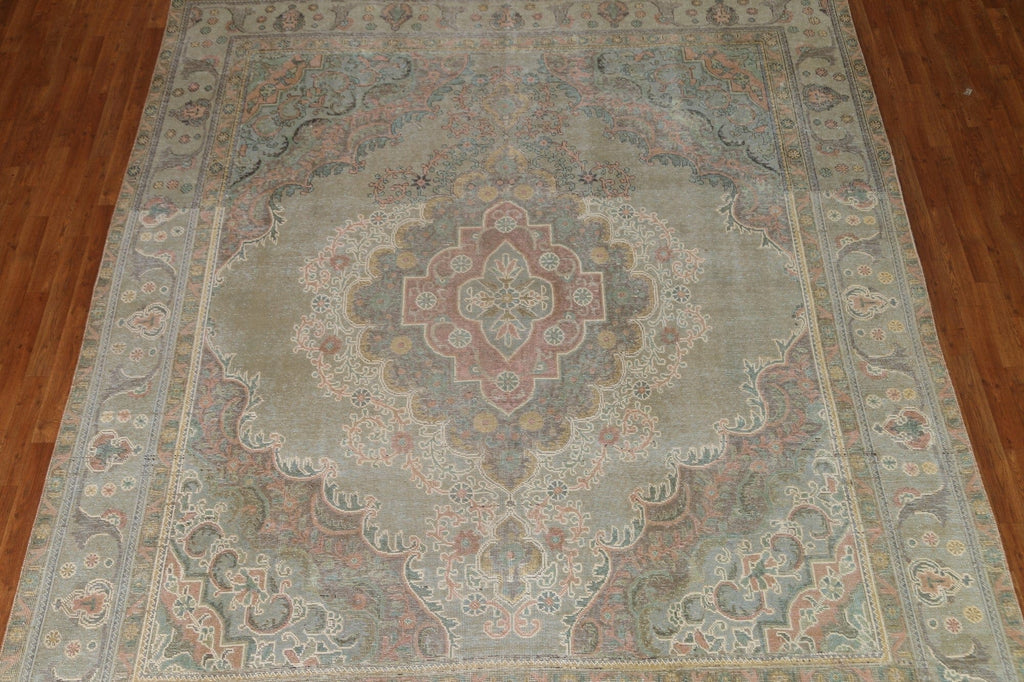 Distressed Over-Dyed Tabriz Persian Area Rug 10x11