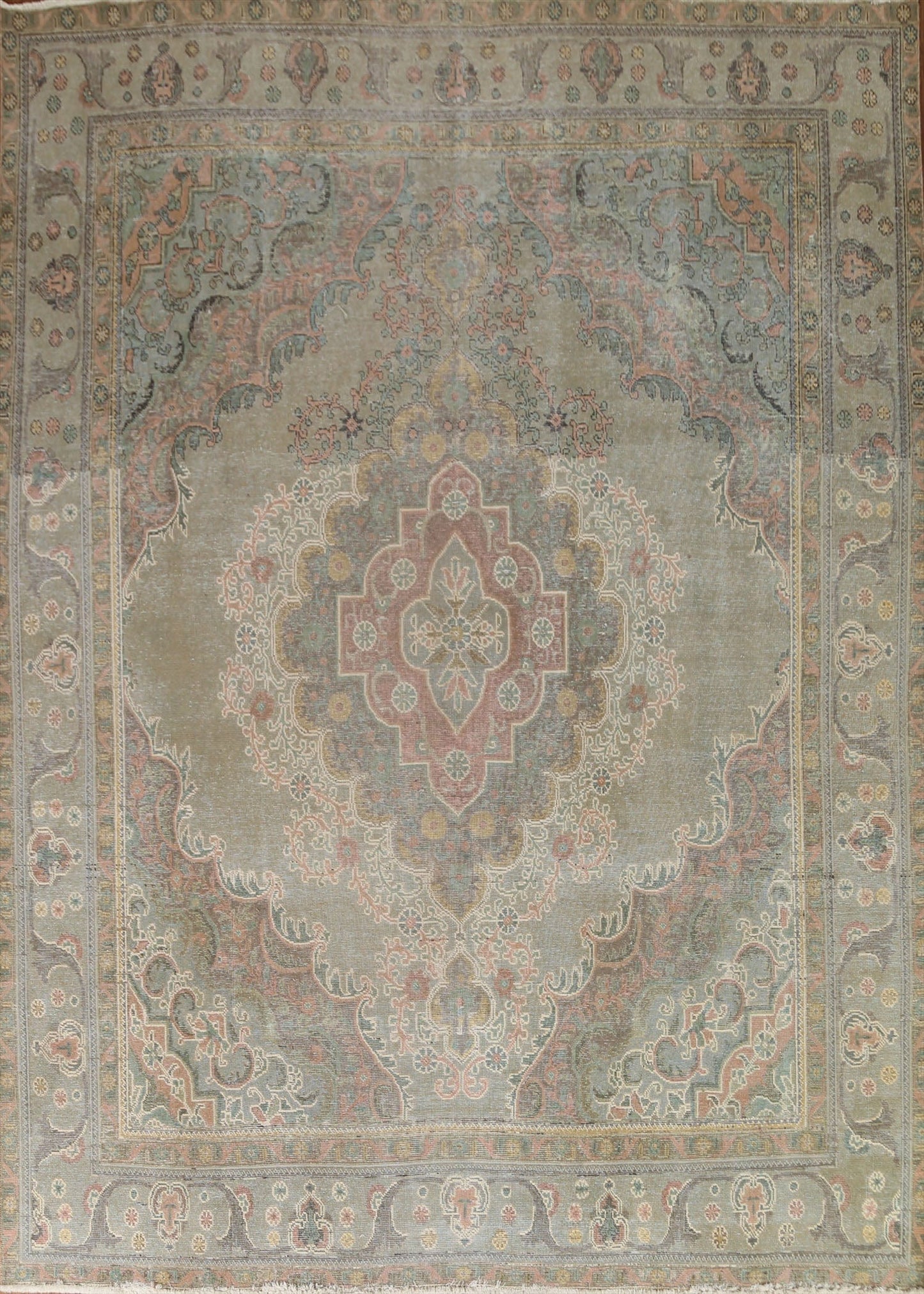 Distressed Over-Dyed Tabriz Persian Area Rug 10x11