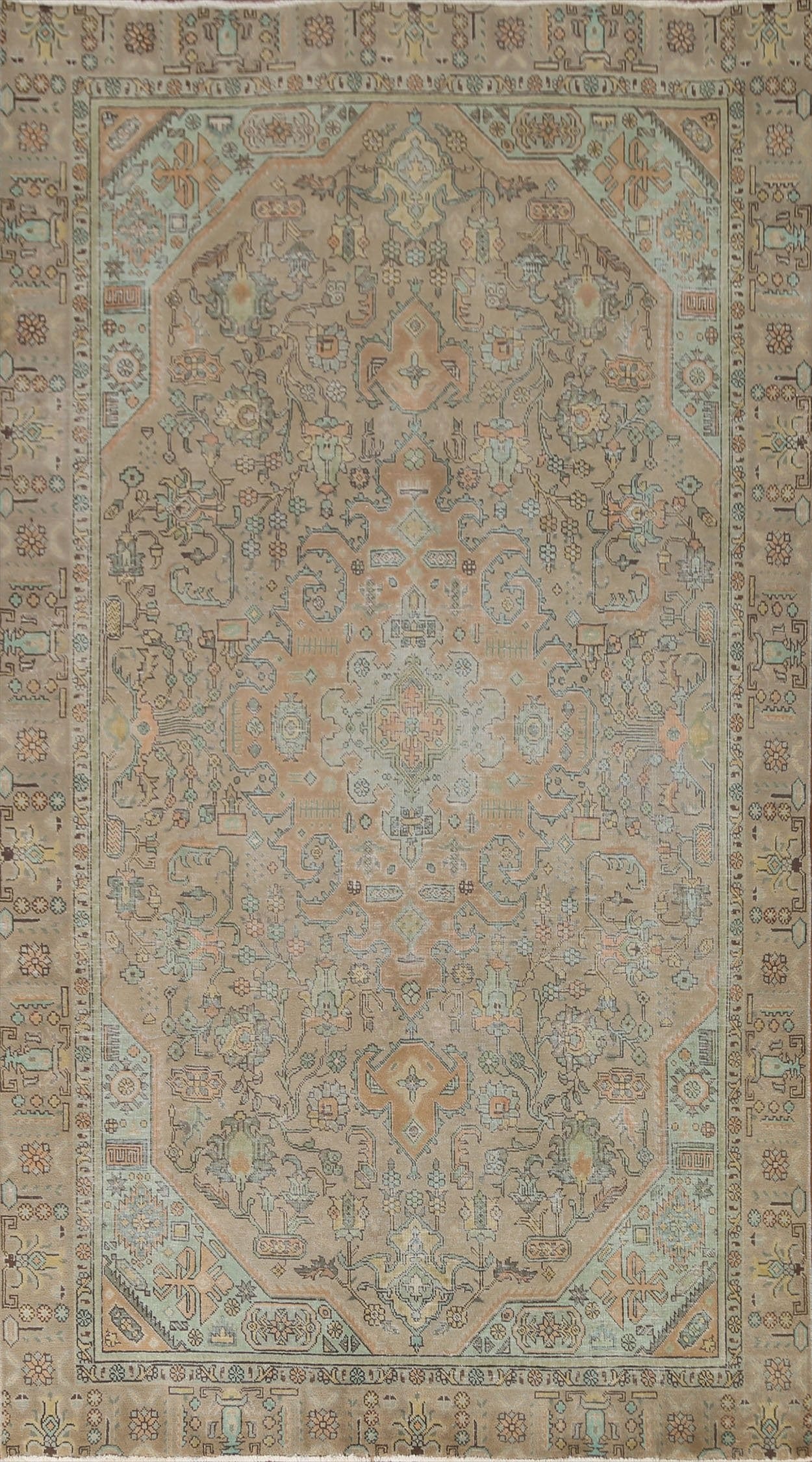 Distressed Over-Dyed Tabriz Persian Area Rug 6x10