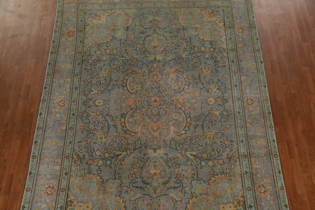 Distressed Over-Dyed Tabriz Persian Area Rug 8x11