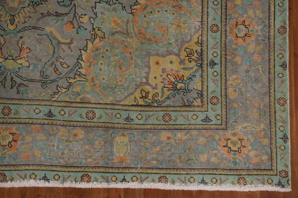 Distressed Over-Dyed Tabriz Persian Area Rug 8x11