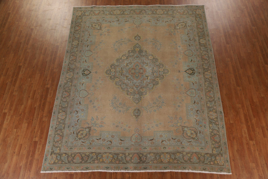 Distressed Over-Dyed Tabriz Persian Area Rug 10x12