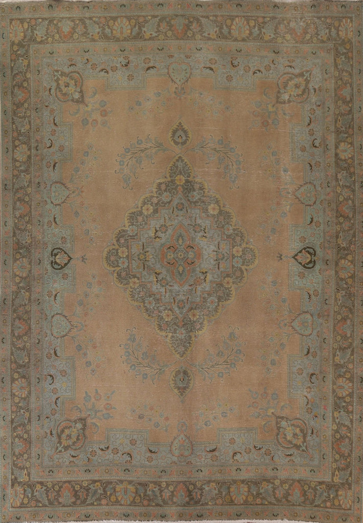 Distressed Over-Dyed Tabriz Persian Area Rug 10x12