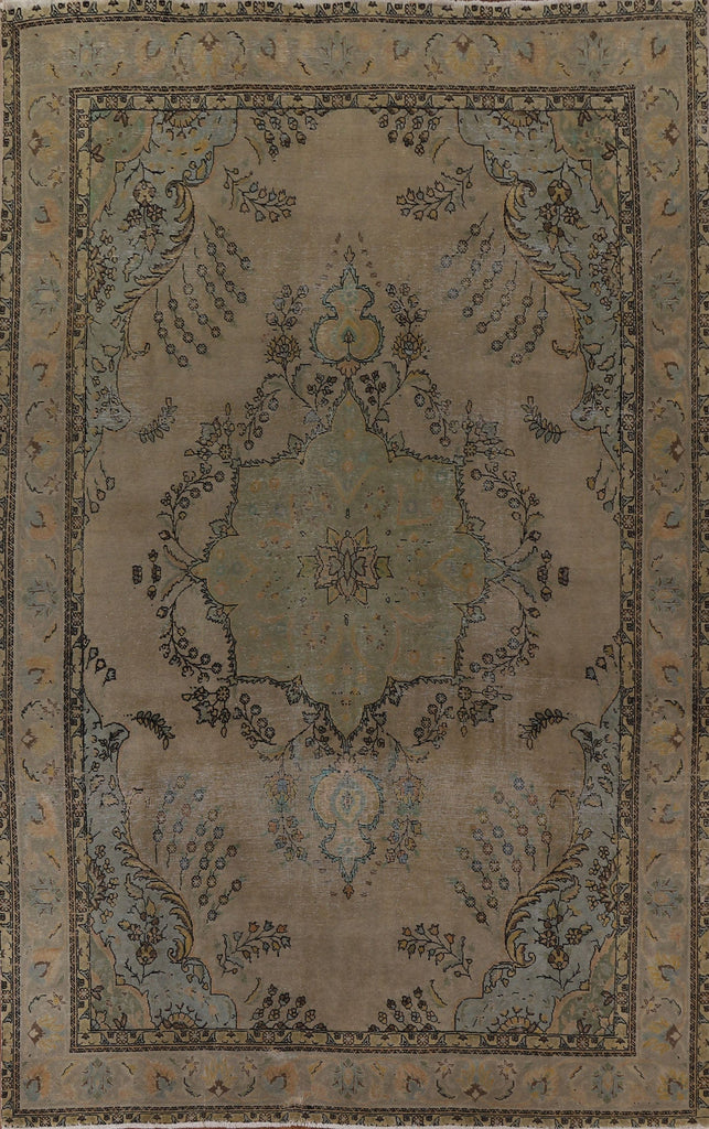 Distressed Over-Dyed Tabriz Persian Area Rug 10x13