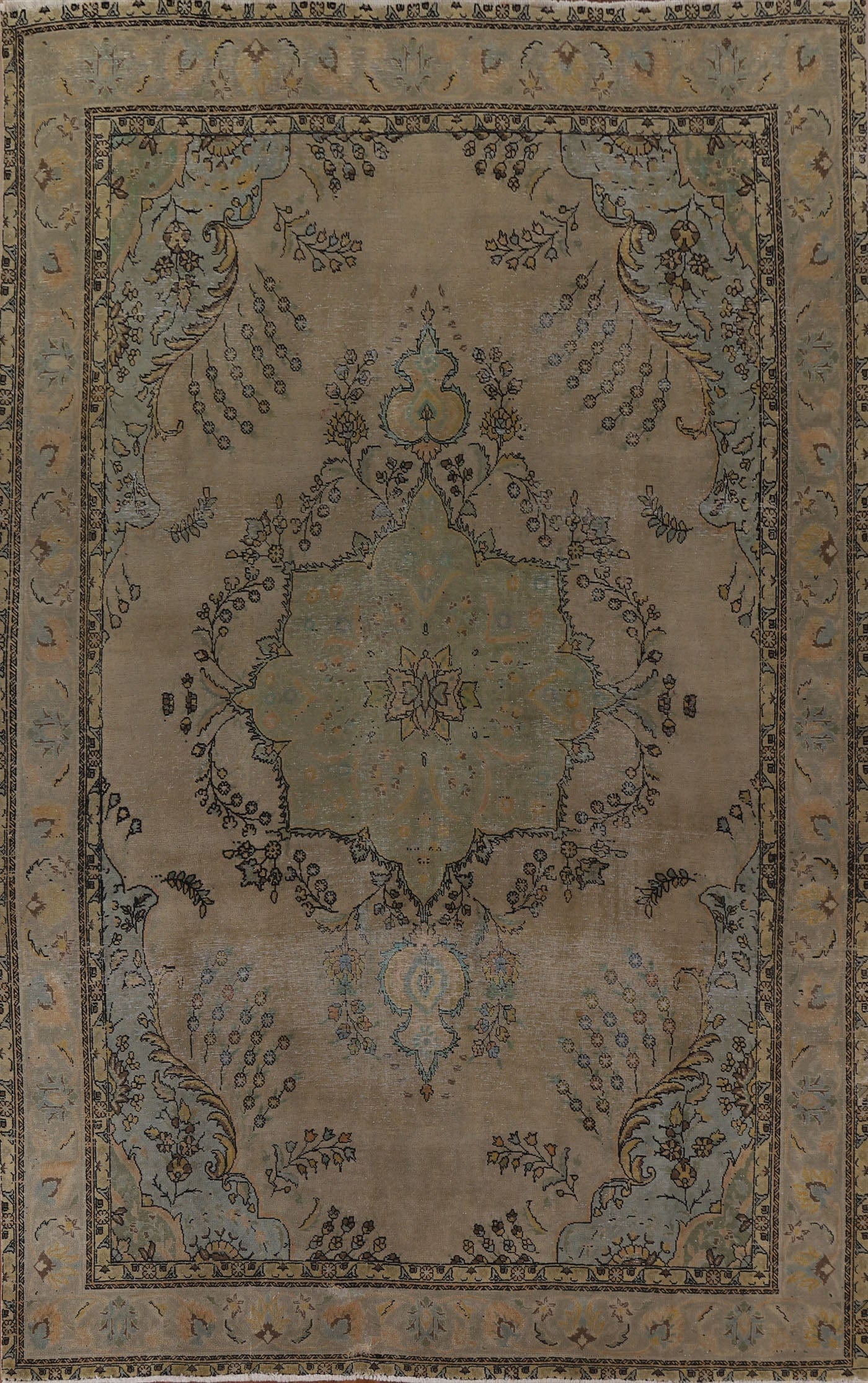 Distressed Over-Dyed Tabriz Persian Area Rug 10x13