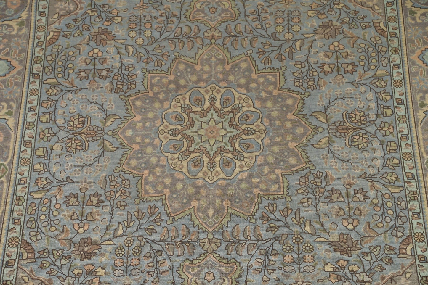 Distressed Over-Dyed Tabriz Persian Area Rug 7x9