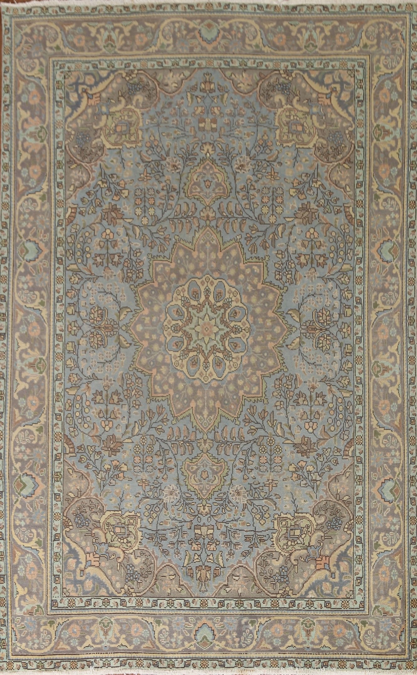 Distressed Over-Dyed Tabriz Persian Area Rug 7x9