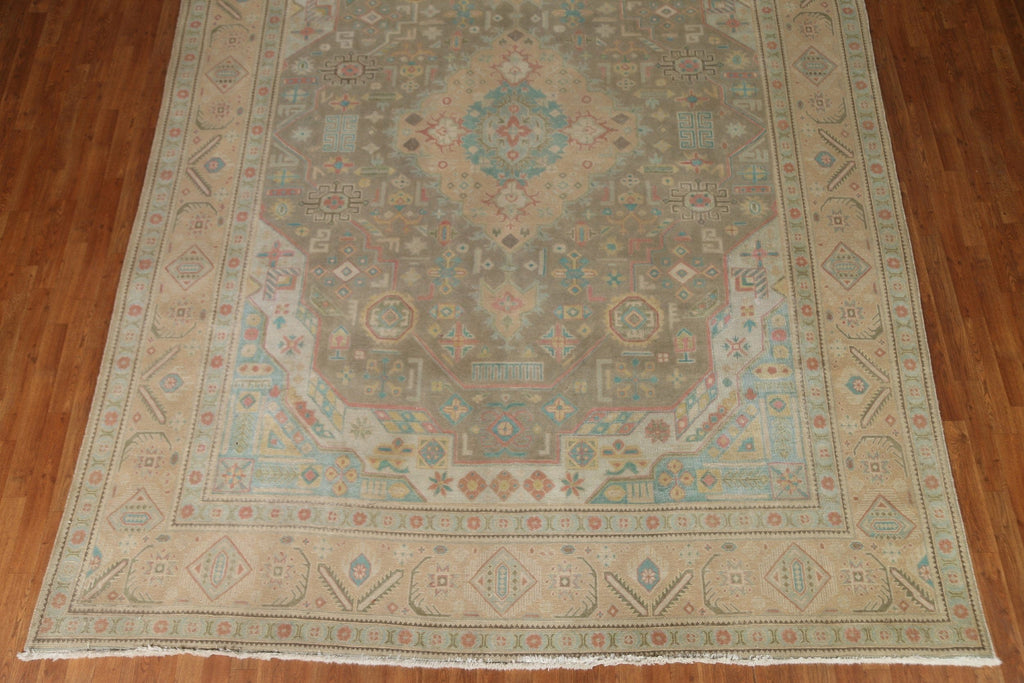 Distressed Over-Dyed Tabriz Persian Area Rug 10x13