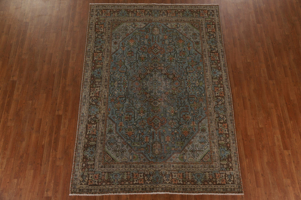 Distressed Over-Dyed Tabriz Persian Area Rug 7x9