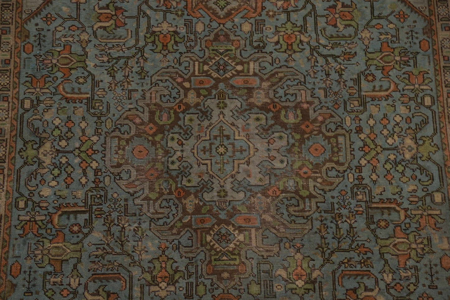 Distressed Over-Dyed Tabriz Persian Area Rug 7x9