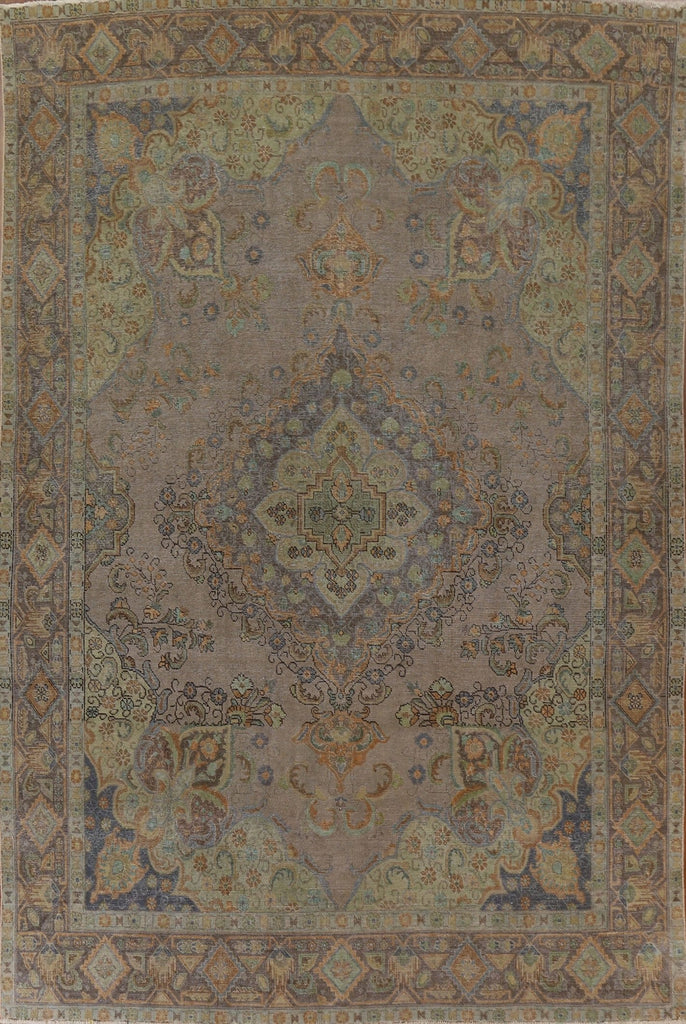 Distressed Over-Dyed Tabriz Persian Area Rug 9x12