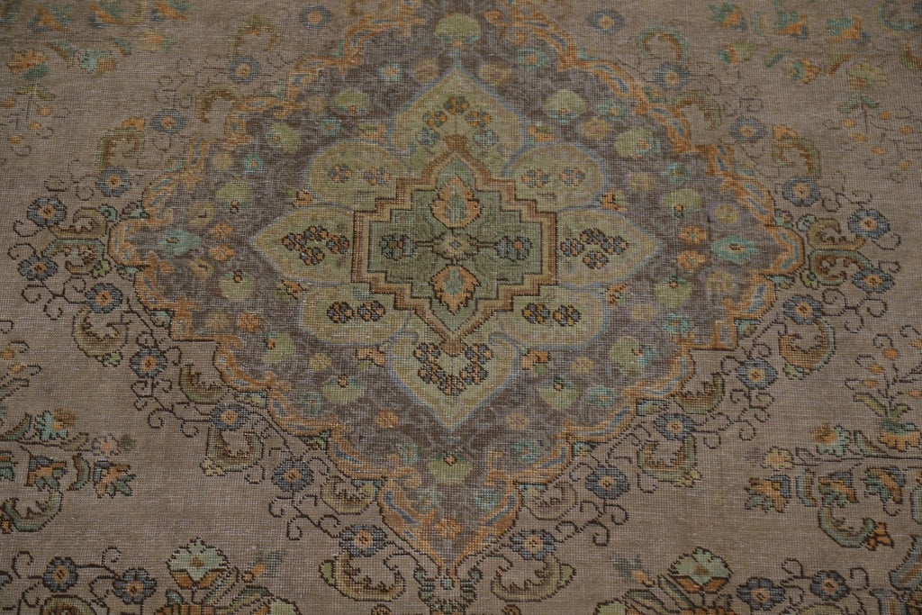 Distressed Over-Dyed Tabriz Persian Area Rug 9x12