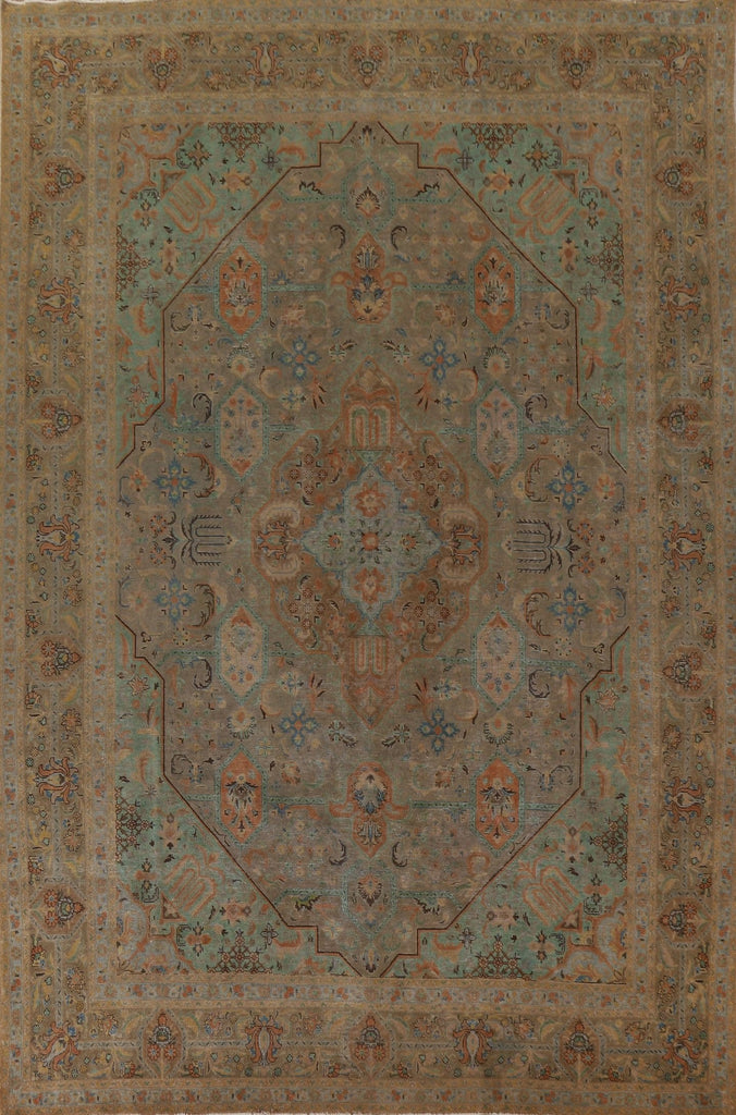 Distressed Over-Dyed Tabriz Persian Area Rug 10x13