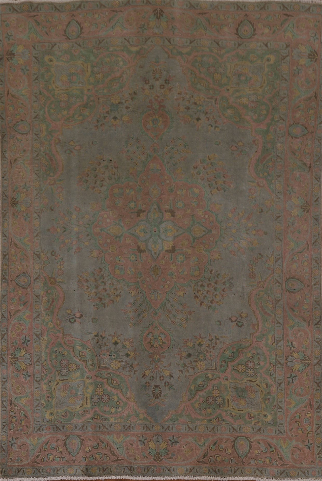 Distressed Over-Dyed Tabriz Persian Area Rug 6x9