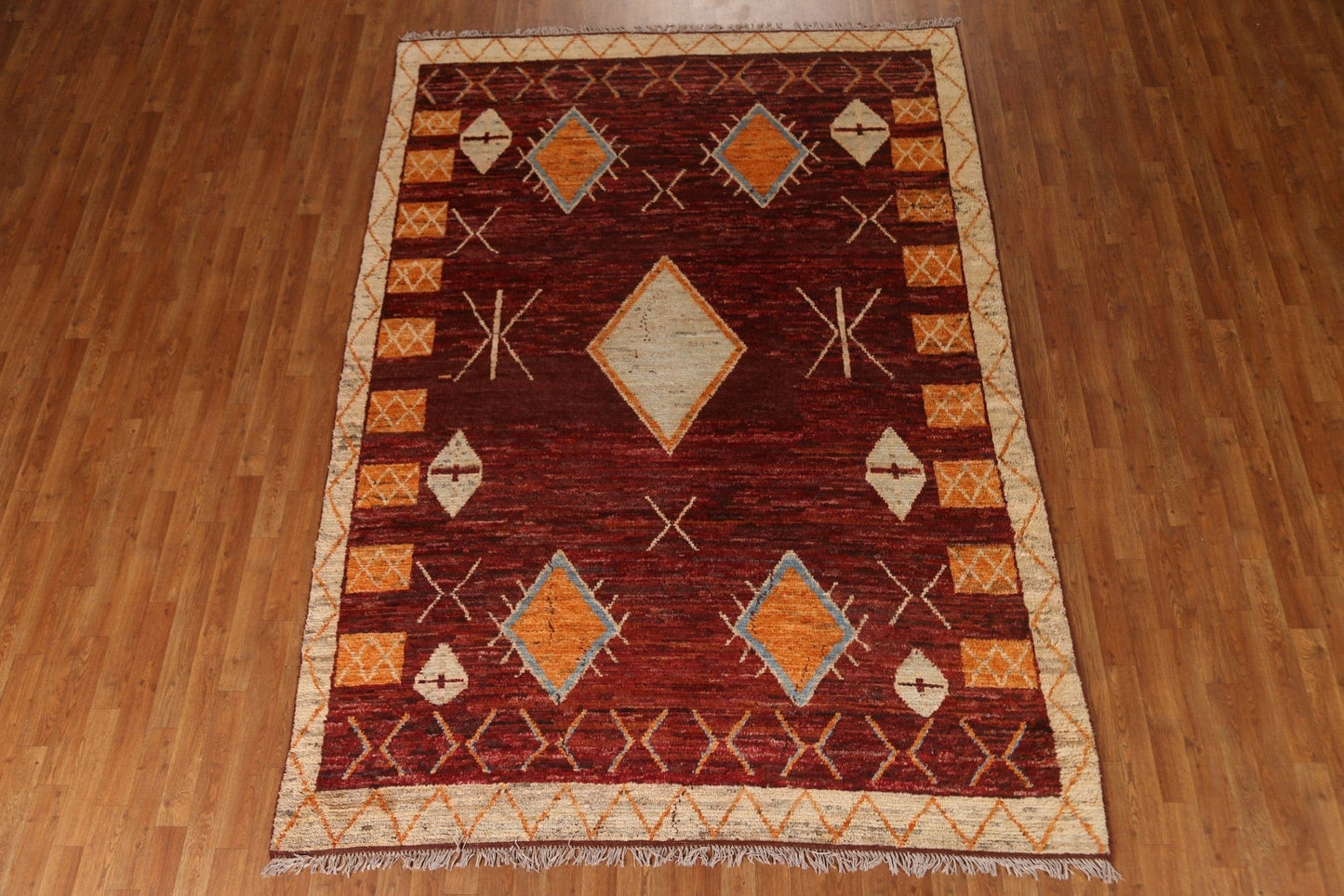 Wool Moroccan Tribal Area Rug 7x10