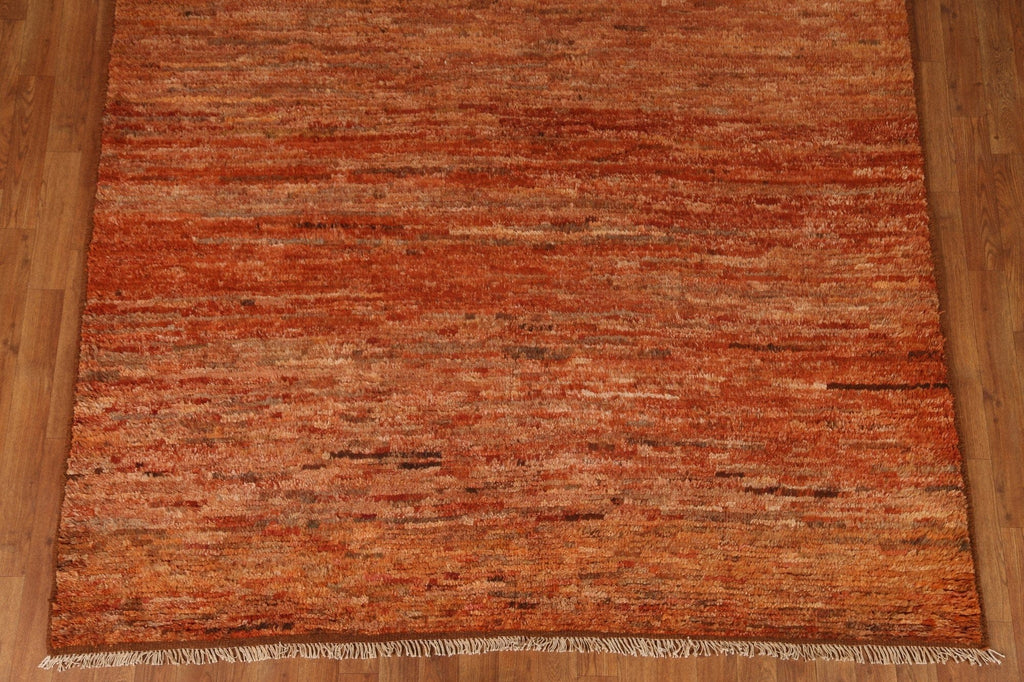 Orange Moroccan Wool Area Rug 7x10