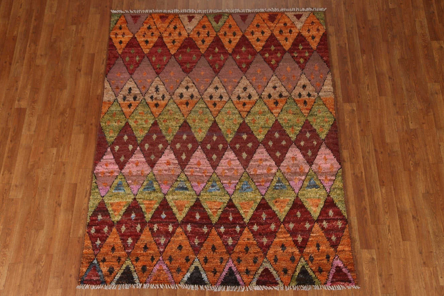 Trellis Wool Moroccan Area Rug 5x7