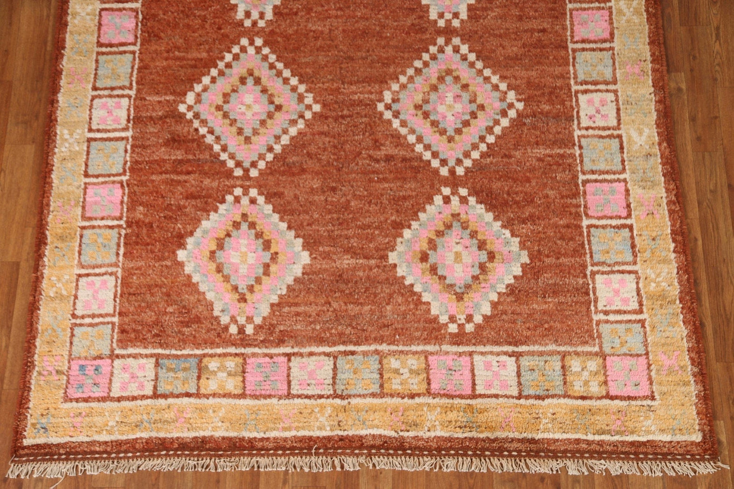 Orange Moroccan Geometric Area Rug 6x8