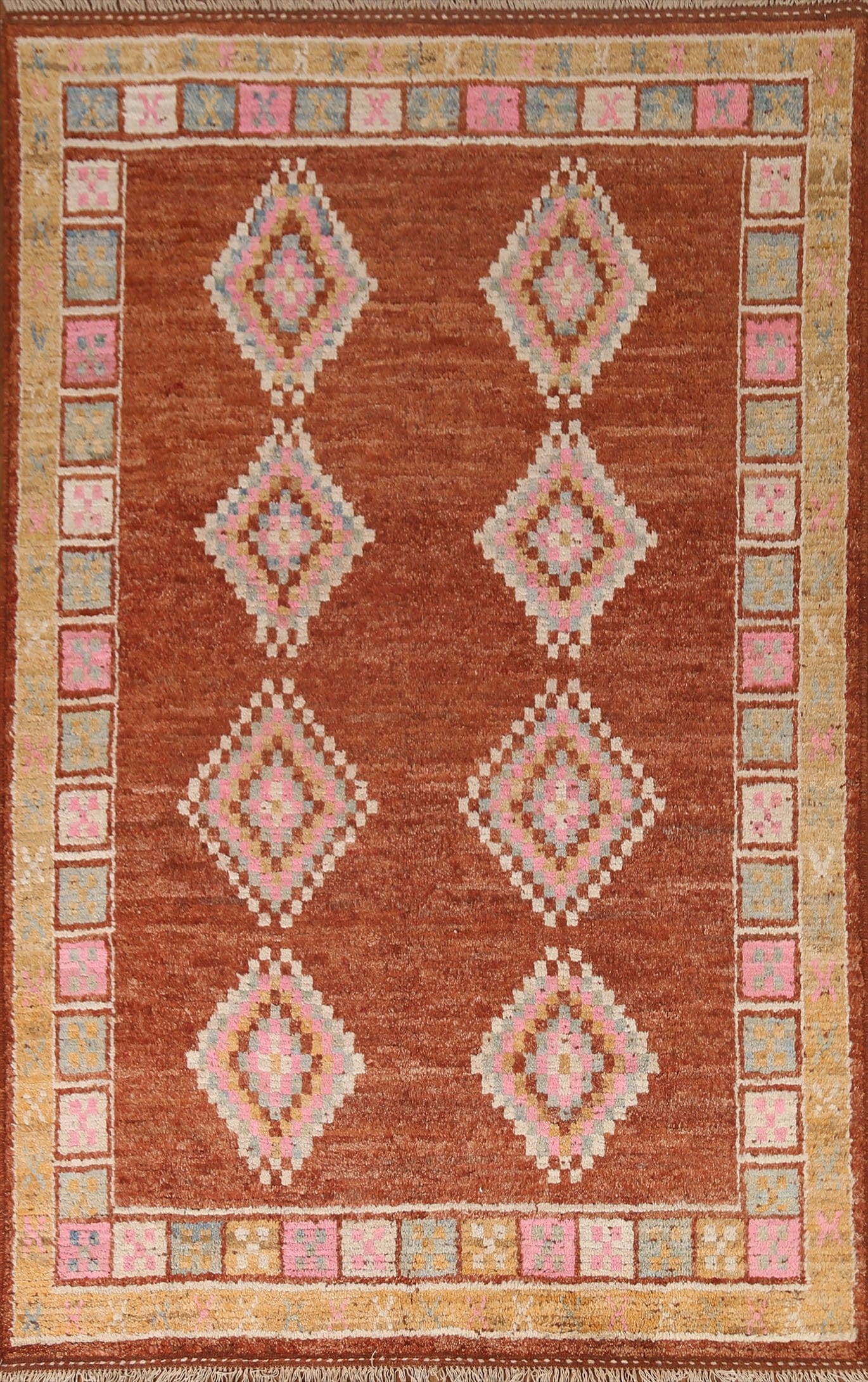 Orange Moroccan Geometric Area Rug 6x8