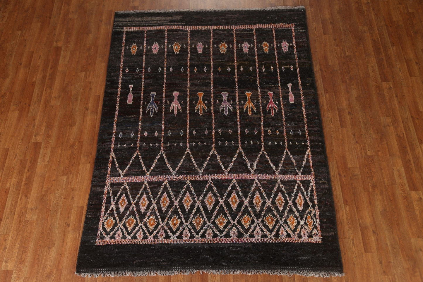 Black Moroccan Handmade Area Rug 6x8