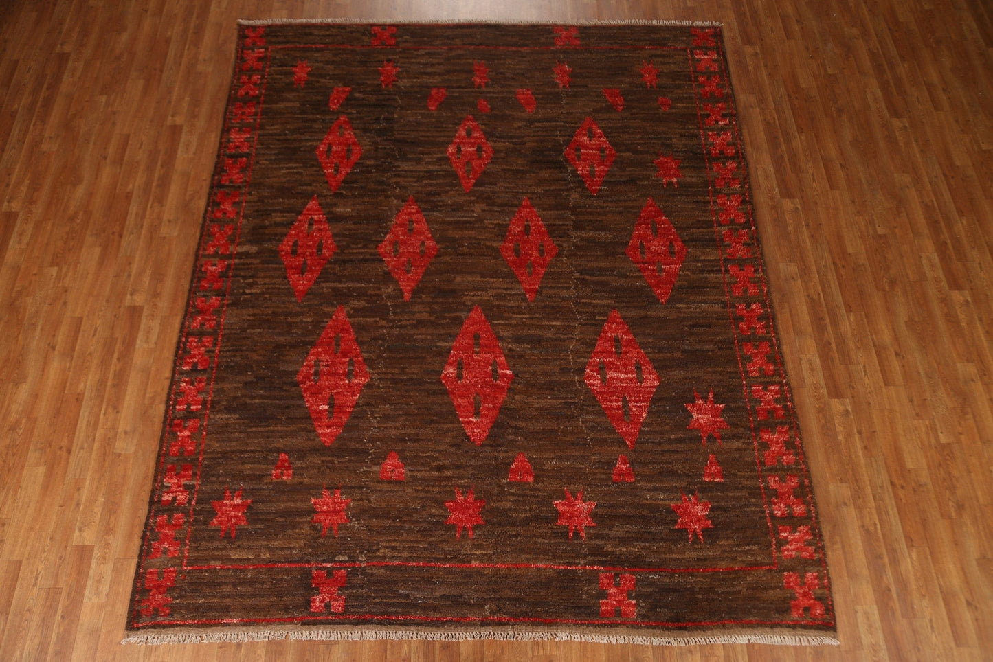 Brown Wool Moroccan Oriental Area Rug 8x10