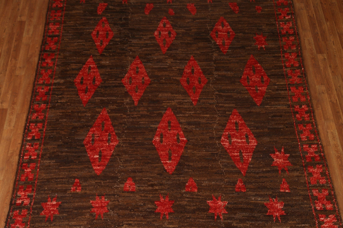 Brown Wool Moroccan Oriental Area Rug 8x10