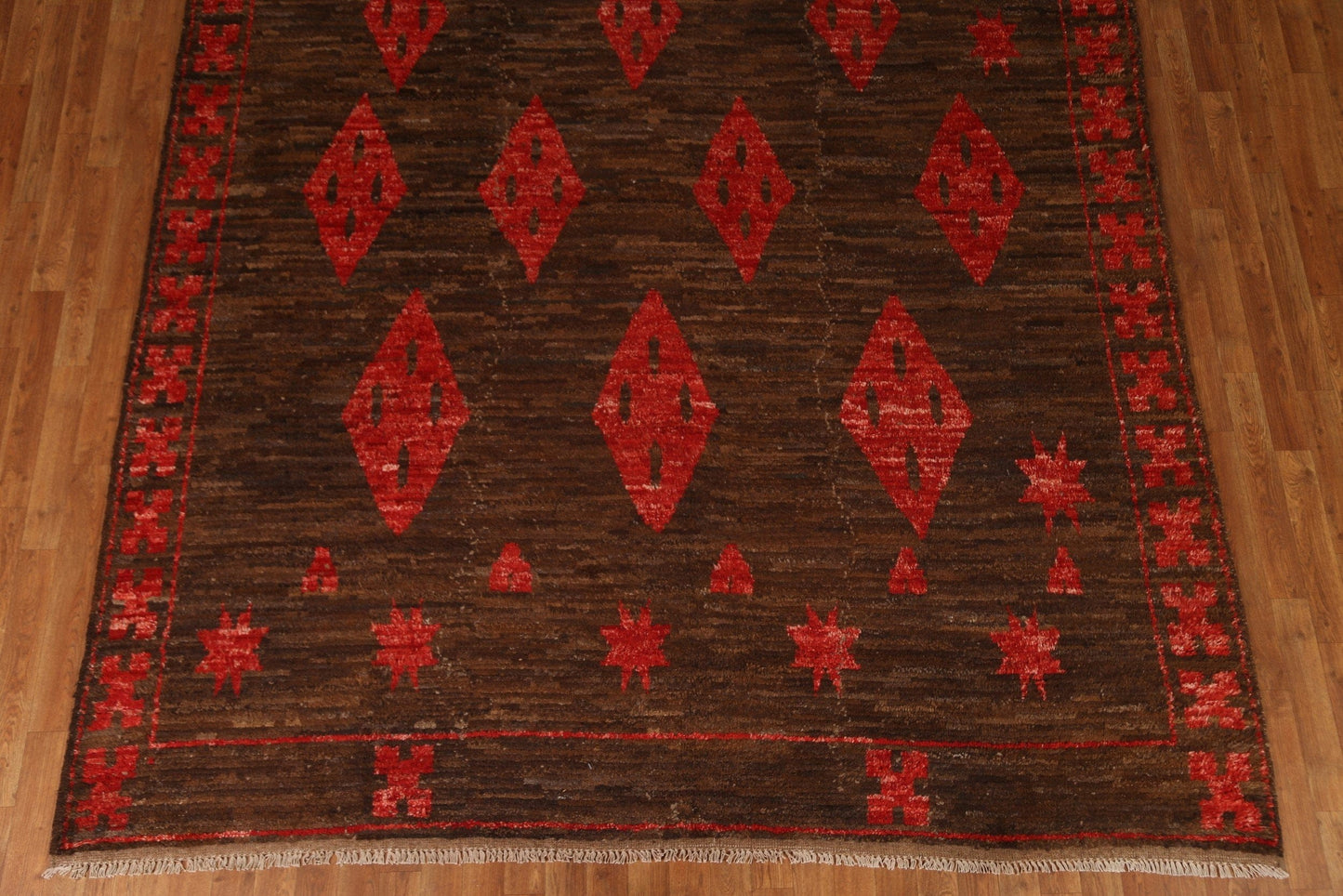 Brown Wool Moroccan Oriental Area Rug 8x10