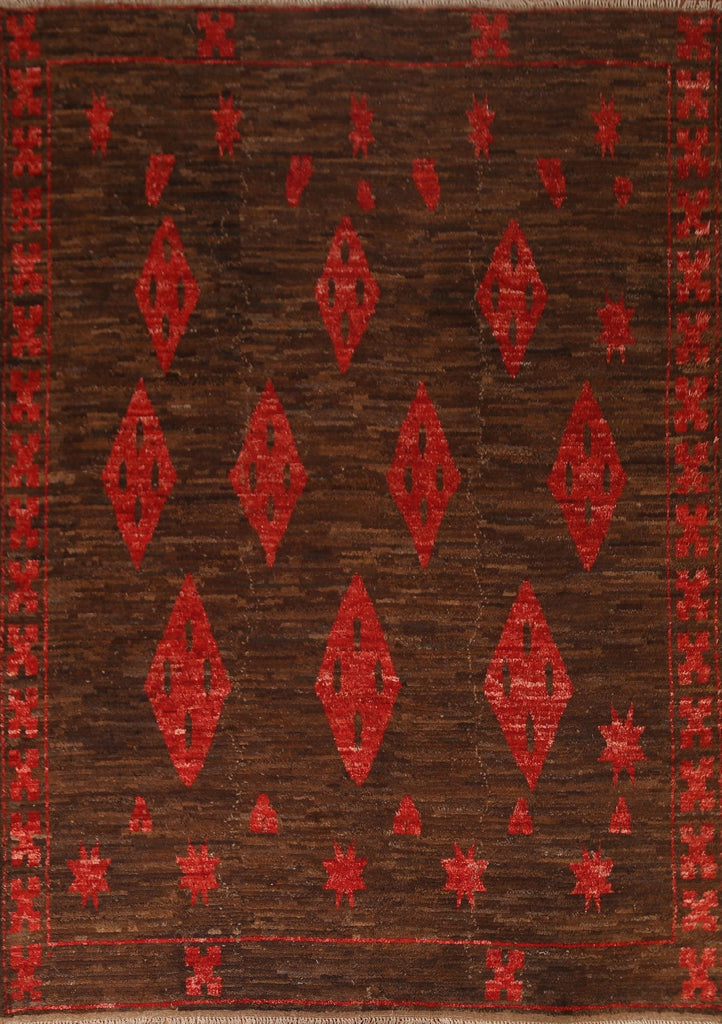 Brown Wool Moroccan Oriental Area Rug 8x10