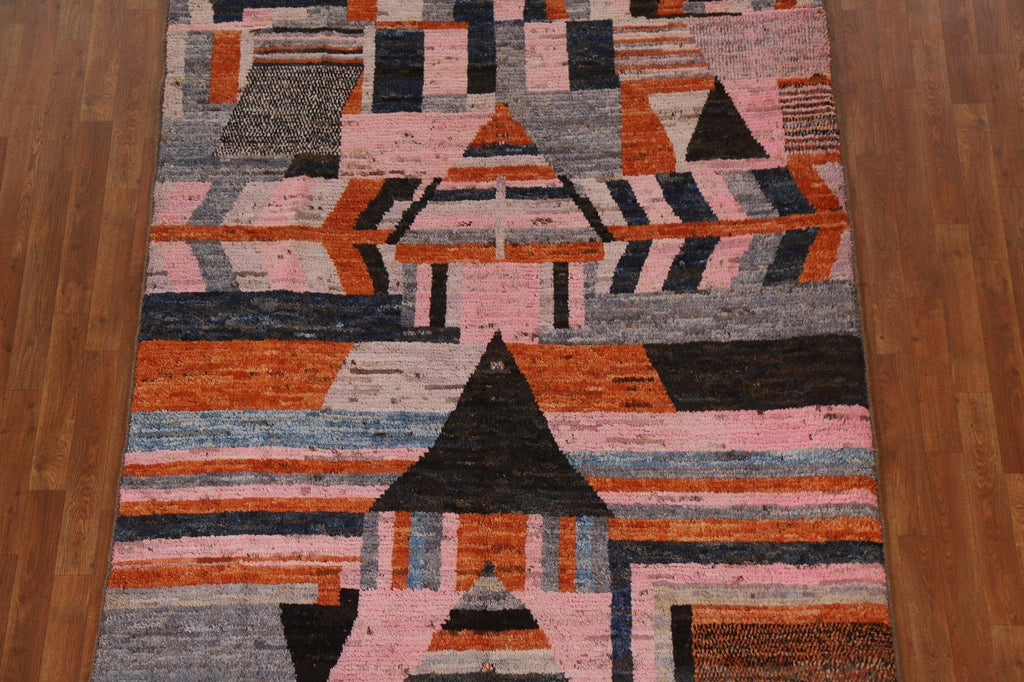 Pink Geometric Moroccan Wool Area Rug 6x8