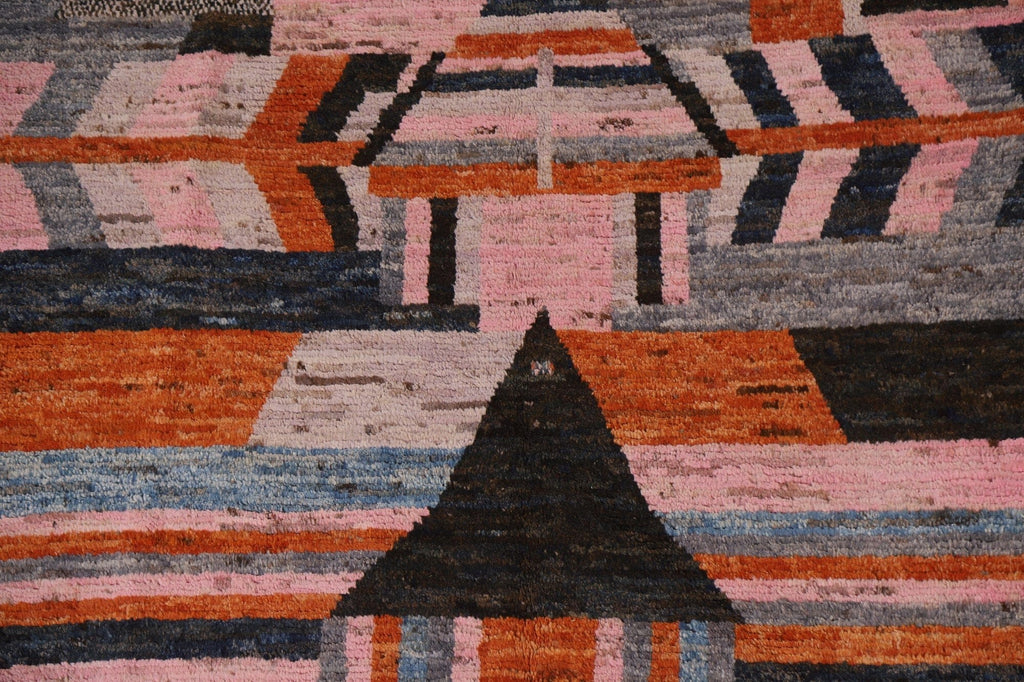 Pink Geometric Moroccan Wool Area Rug 6x8